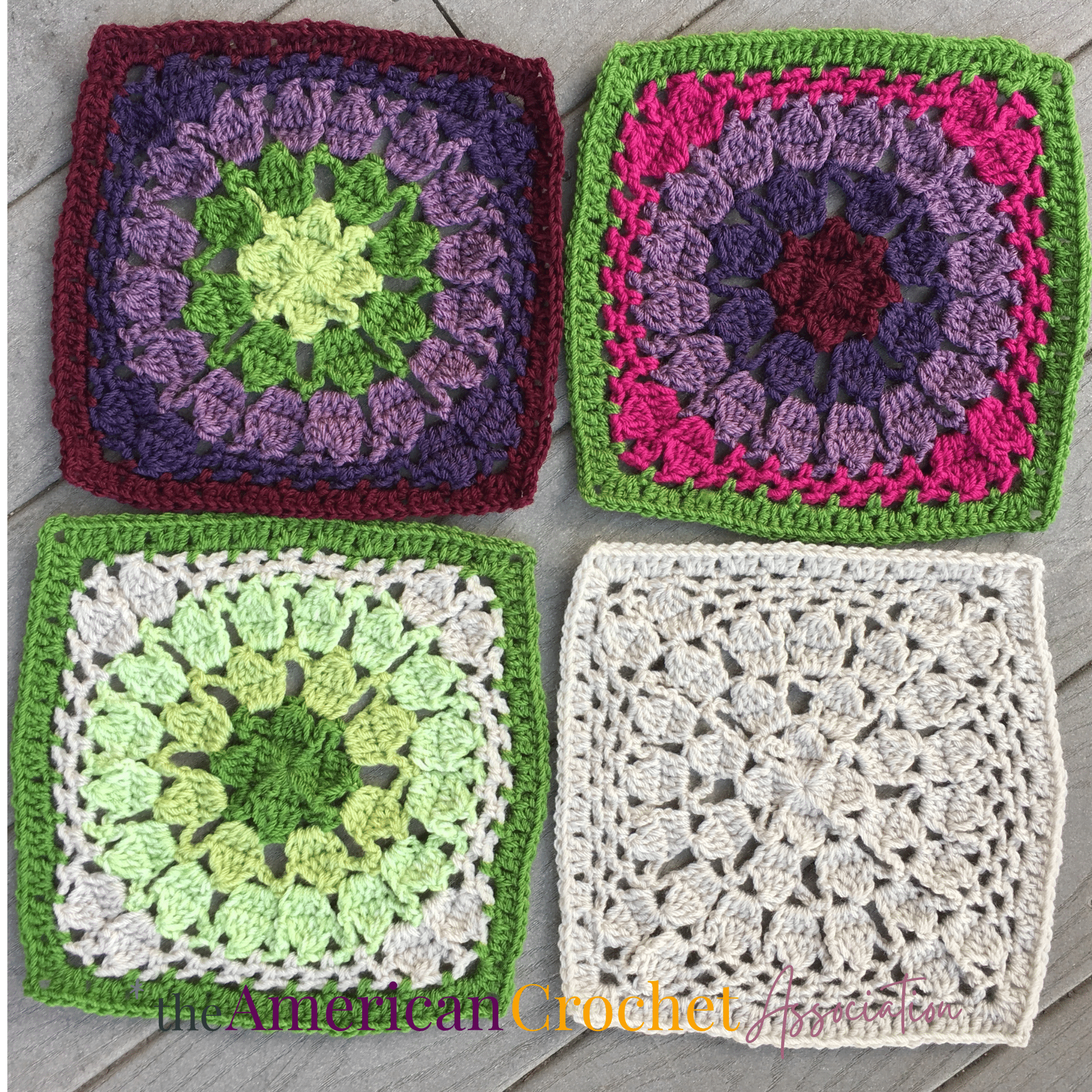 Vanna's Afghan Crochet Square Set of 4 different colors - American Crochet Association