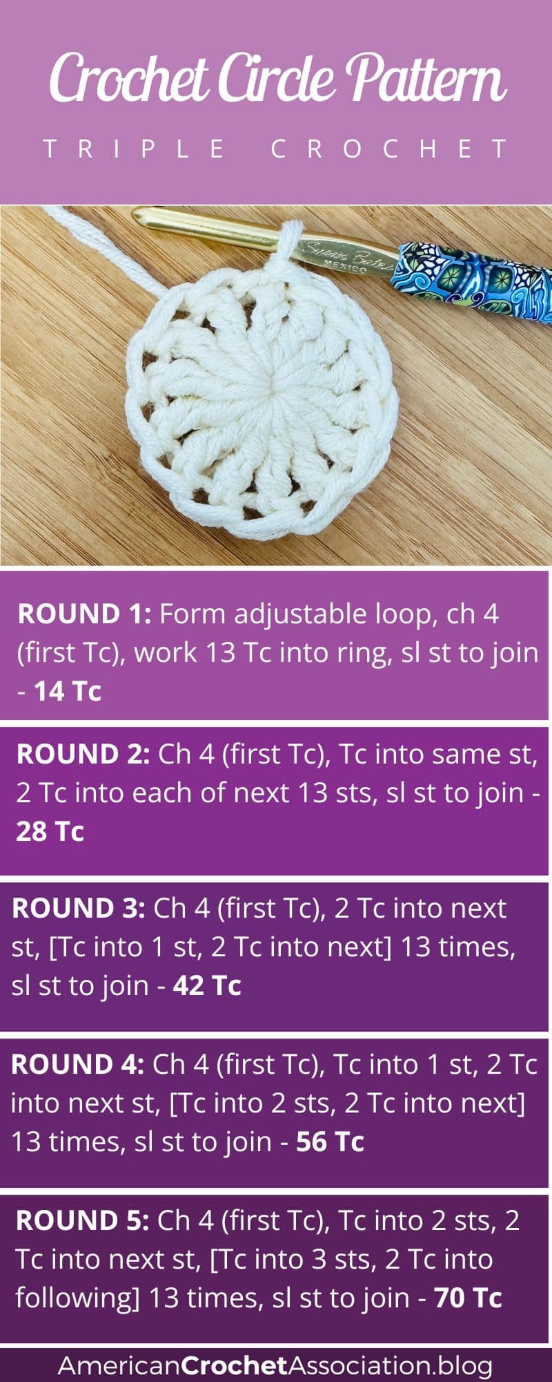 Crochet Circle Pattern - Triple Crochet - American Crochet Association