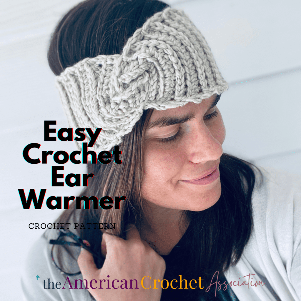 Easy Crochet Ear Warmer Pattern on woman - American Crochet Association