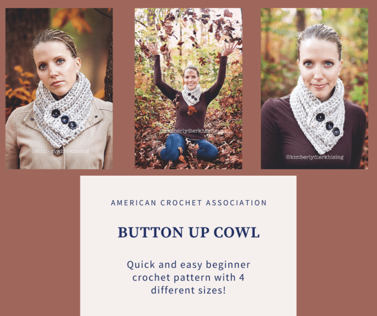Woman wearing crochet button up cowl