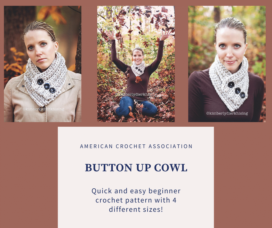 Button Up Crochet Cowl: Beginner Pattern with 4 Sizes