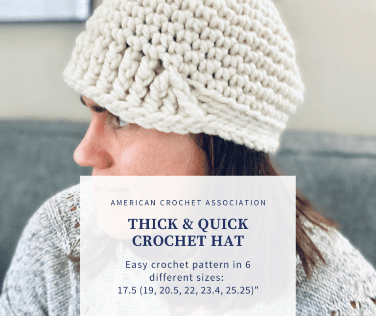 woman wearing thick & quick crochet hat