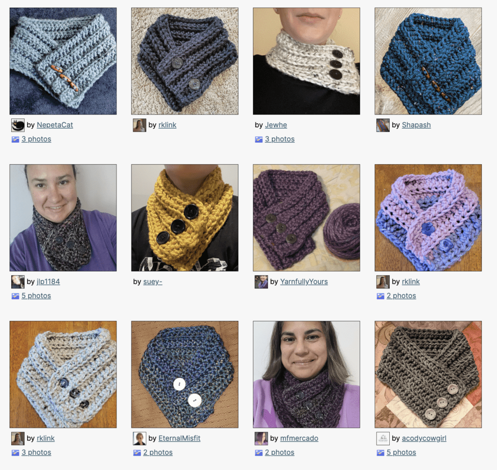 Button Up Cowl Crochet Pattern - finished ravelry projects - American Crochet Association