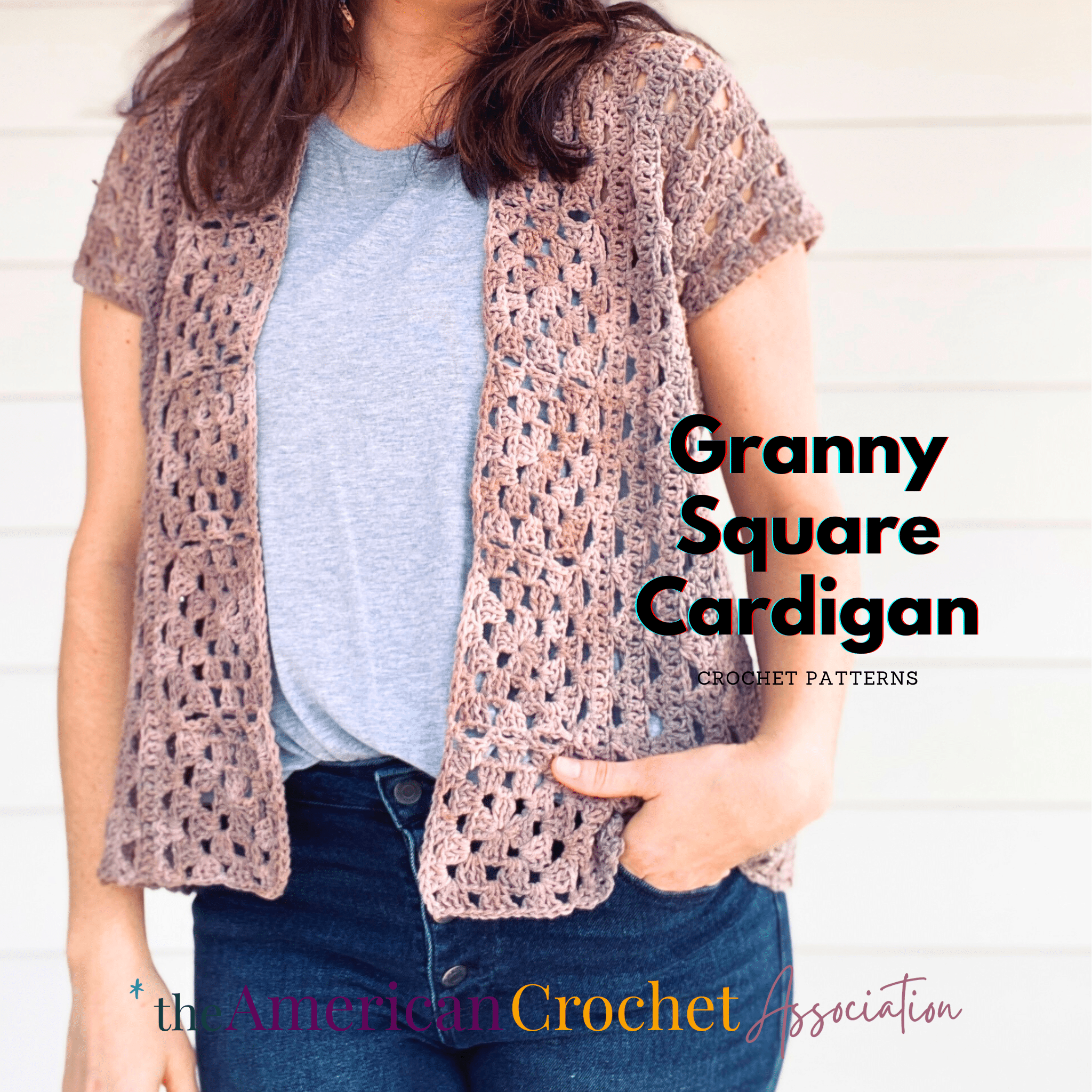 Granny Square Purple Cardigan open front Crochet Pattern - American Crochet Association