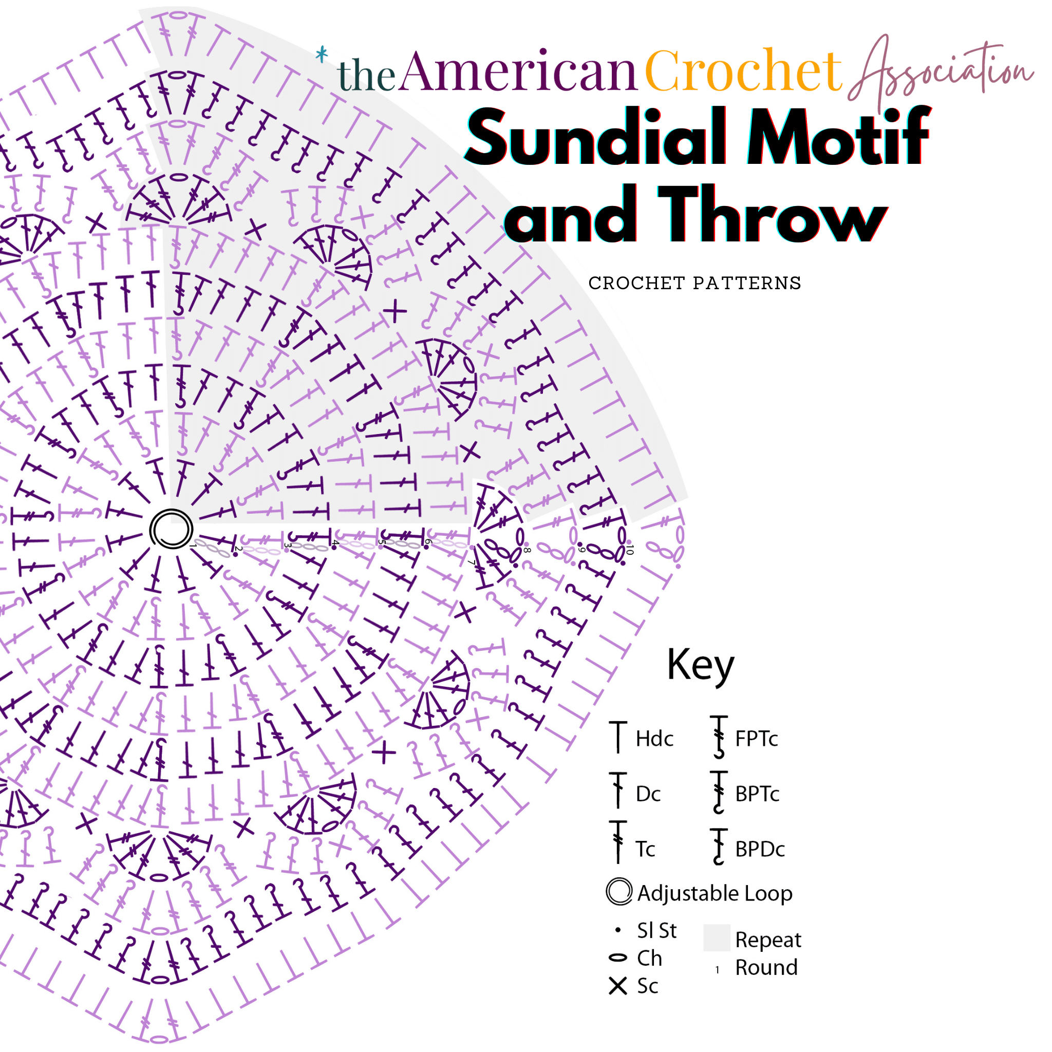 Sundial Motif and Throw Crochet Chart Pattern - American Crochet Association