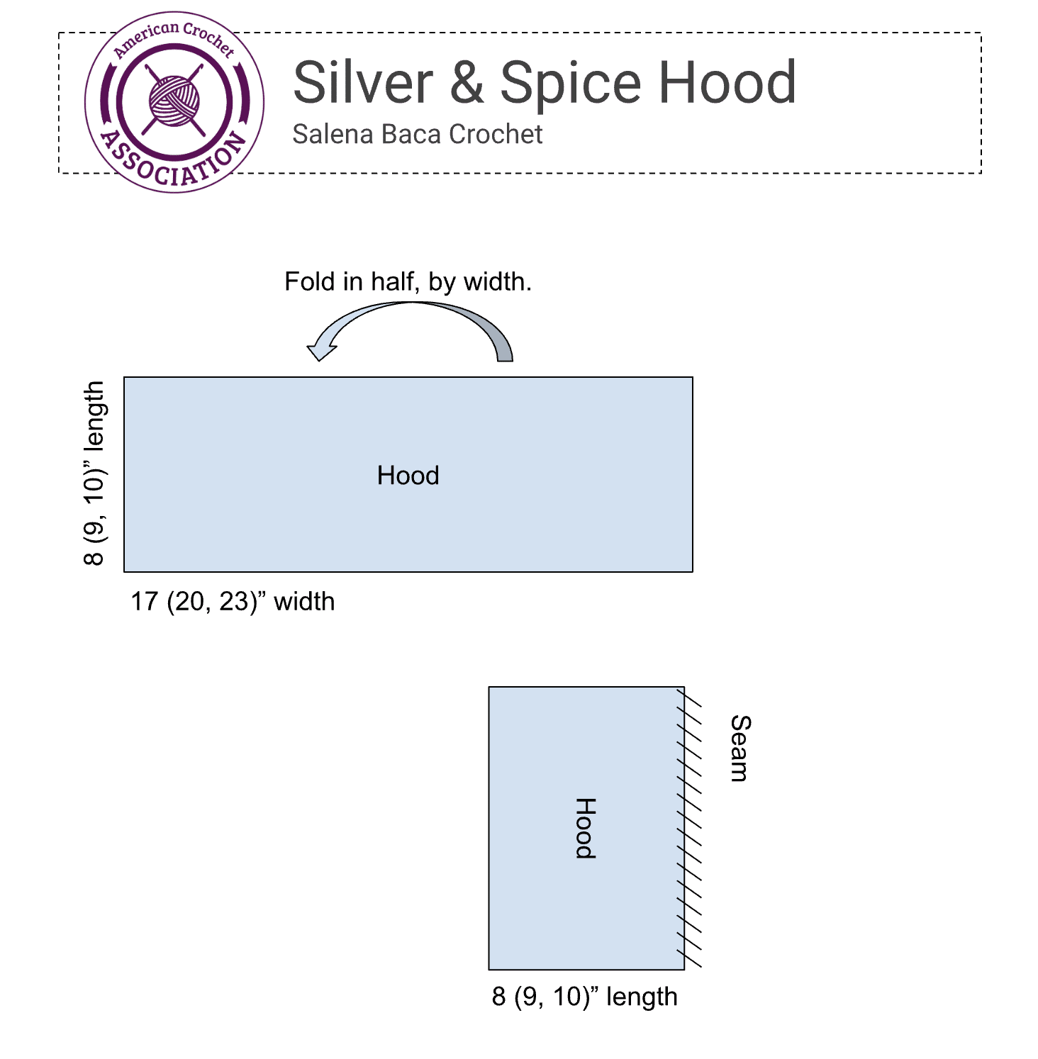 Silver and spice crochet hood construction diagram