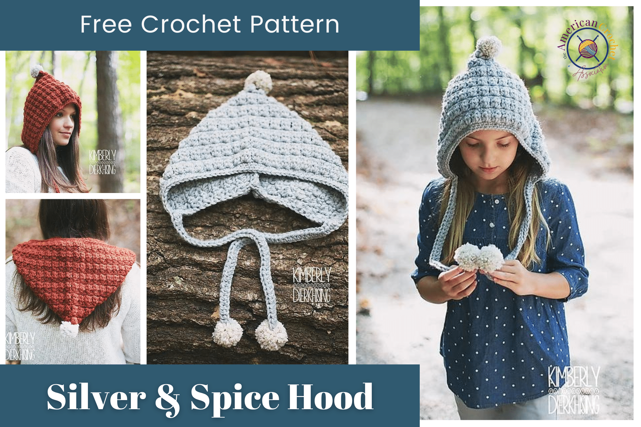 Silver and spice colored crochet hoods