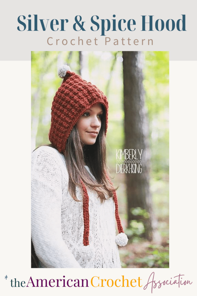 Woman wearing red crochet hood