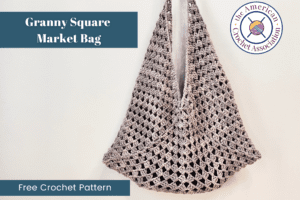 Granny square market bag hanging