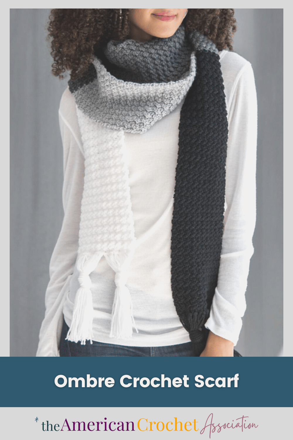 Ombre Crochet Scarf in Black