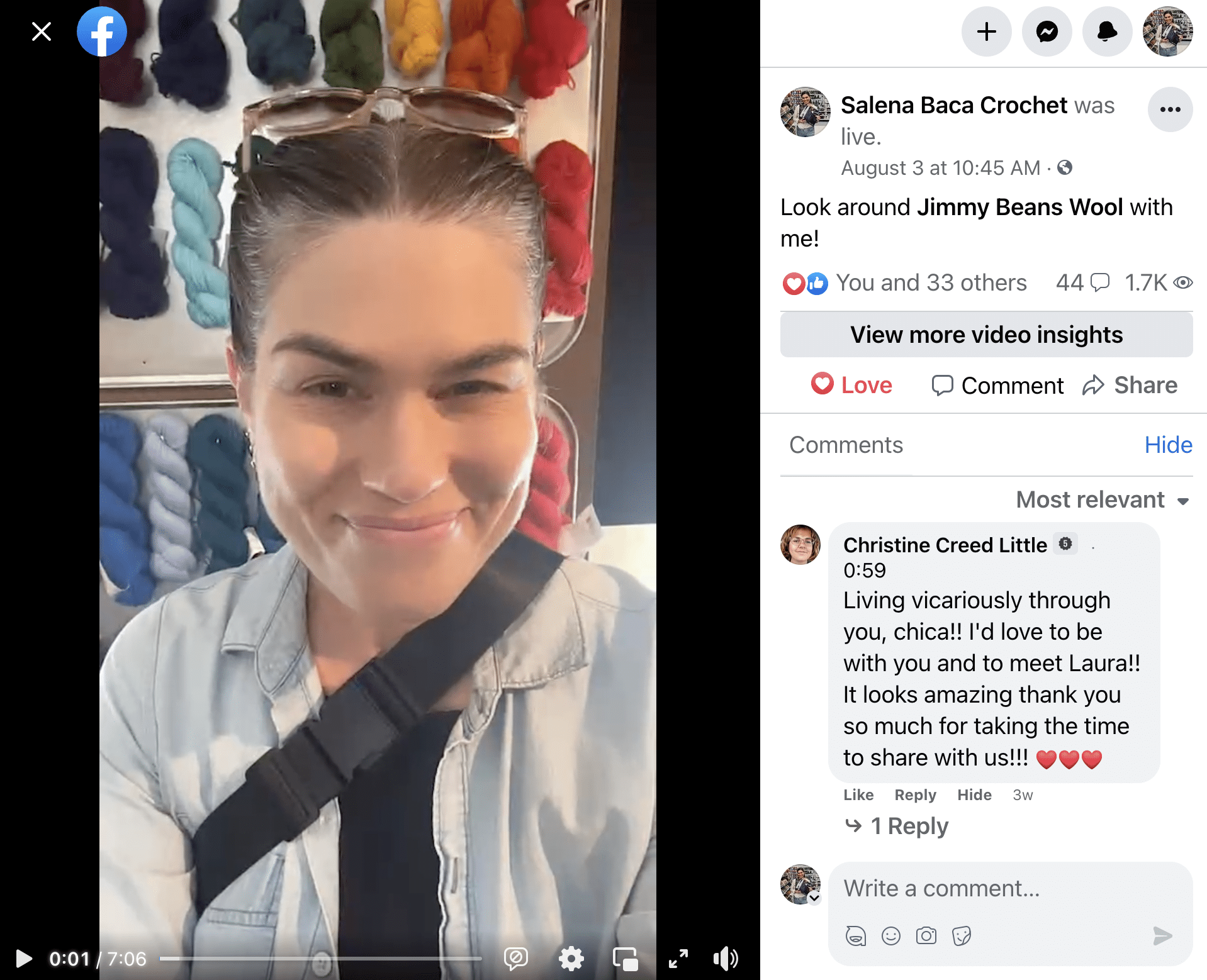 Facebook Live Video - Look around Jimmy Beans Wool yarn store with me!
