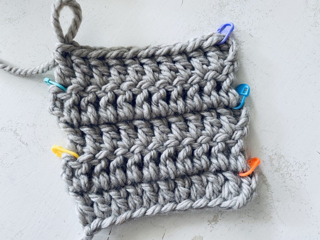 Double Crochet Stitch Swatch with Stitch Markers - American Crochet Association