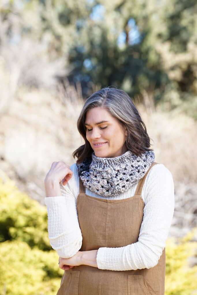 Crochet Cowl - Learn how to make a crochet Granny Square and create 10 stunning accessories with my newest book - Crochet Granny Square Tops, Bags, and More!