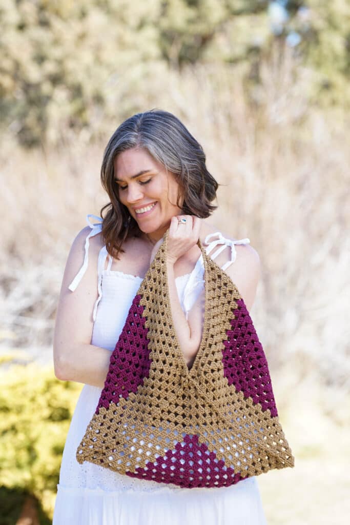 Crochet Market Bag - Learn how to make a crochet Granny Square and create 10 stunning accessories with my newest book - Crochet Granny Square Tops, Bags, and More!