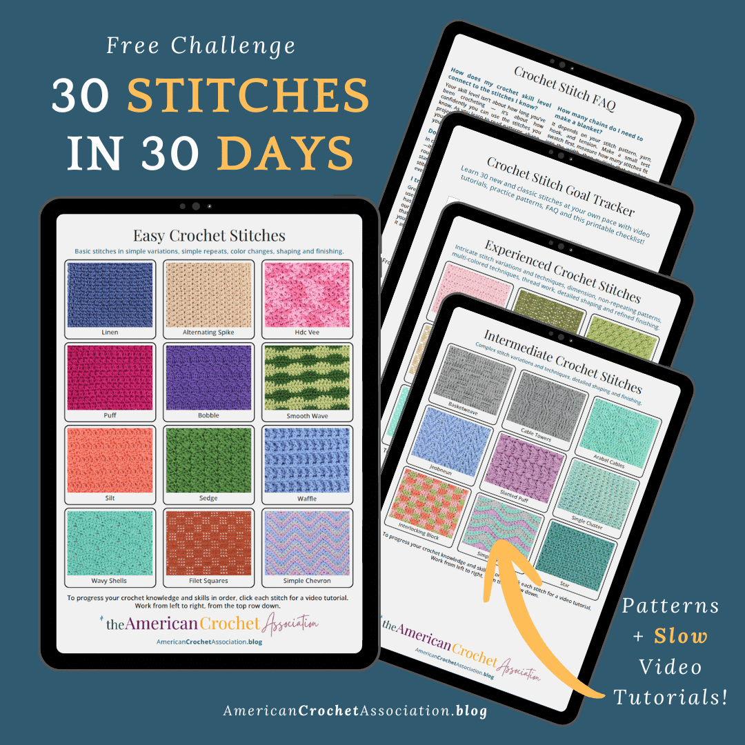 Free Challenge - Learn 30 crochet stitches in 30 days - American Crochet Association