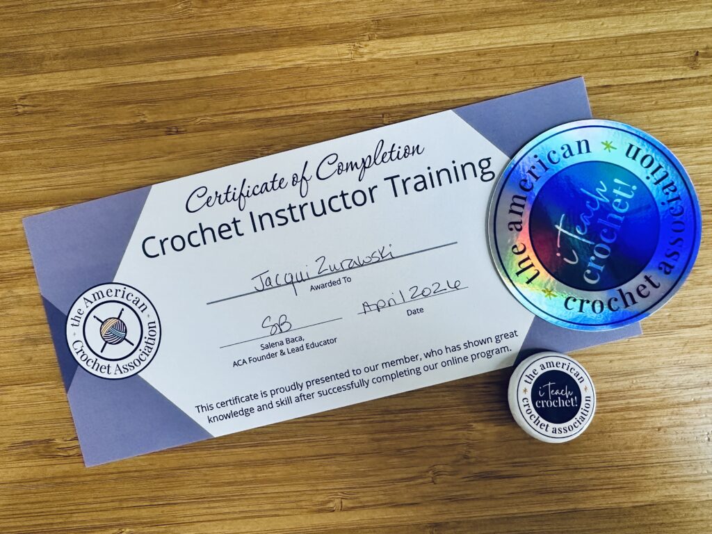 Certificate of completion - crochet instructor training - American Crochet Association