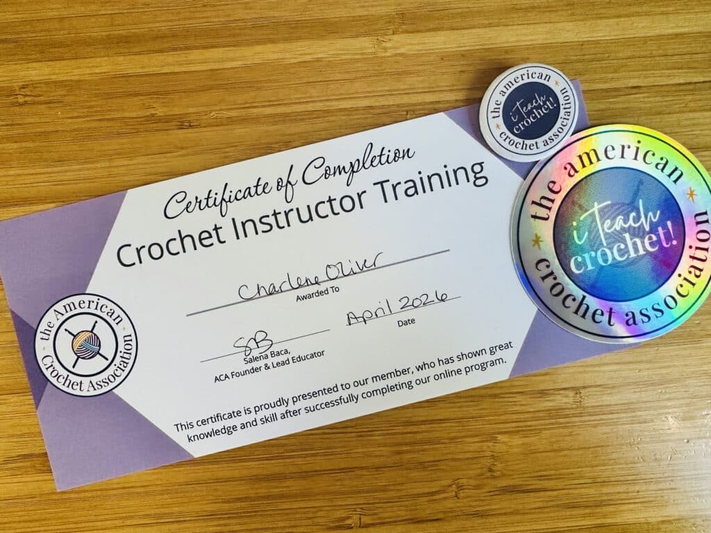 Certificate of completion - crochet instructor training - American Crochet Association